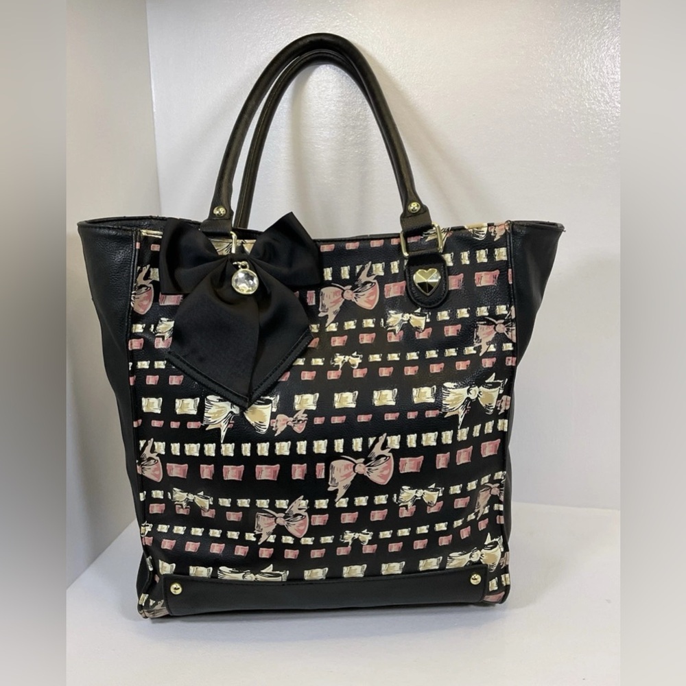 Betsey Johnson Bows And Hearts Large Tote Bag  Handbag